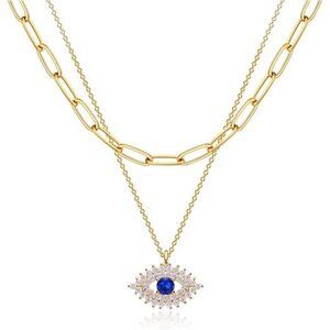 Layered Heart Necklace Pendant Handmade 18k Gold Plated Dainty Choker Arrow